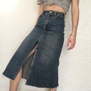 Custom Upcycled Gap Midi denim slit skirt